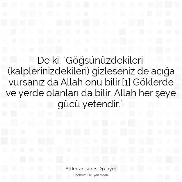 Ayetbul | Kuran Mealleri | Quran | Ali İmran suresi 29. ayet