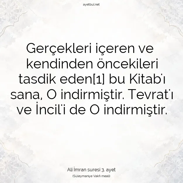 Ayetbul | Kuran Mealleri | Quran | Ali İmran suresi 3. ayet
