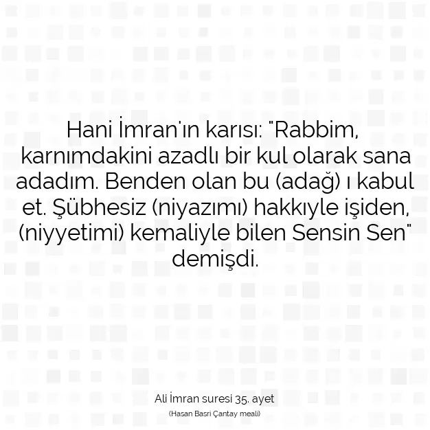 Ayetbul | Kuran Mealleri | Quran | Ali İmran suresi 35. ayet