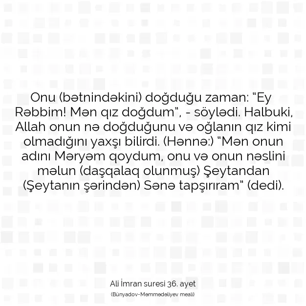 Ayetbul | Kuran Mealleri | Quran | Ali İmran suresi 36. ayet