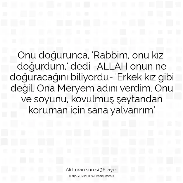 Ayetbul | Kuran Mealleri | Quran | Ali İmran suresi 36. ayet