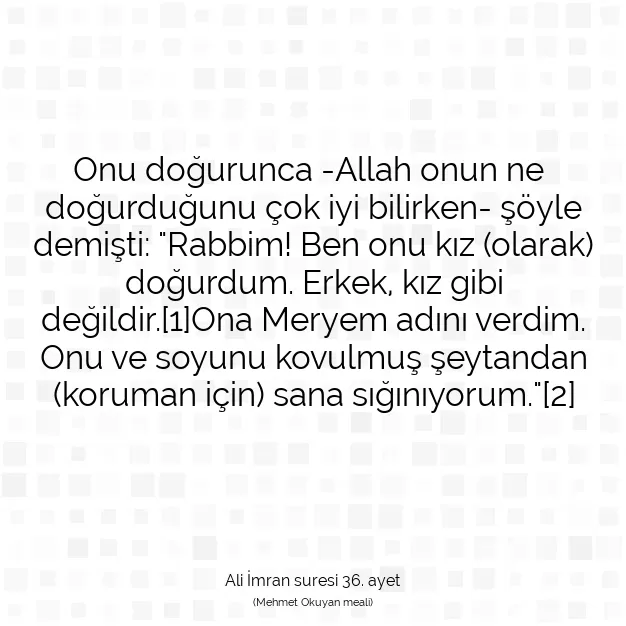 Ayetbul | Kuran Mealleri | Quran | Ali İmran suresi 36. ayet