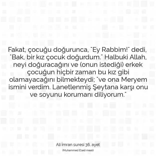 Ayetbul | Kuran Mealleri | Quran | Ali İmran suresi 36. ayet