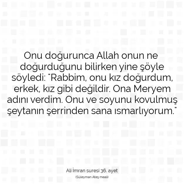 Ayetbul | Kuran Mealleri | Quran | Ali İmran suresi 36. ayet