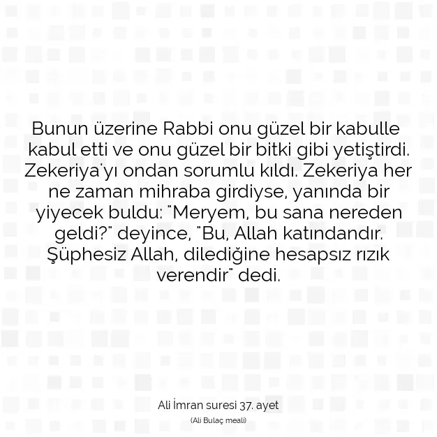 Ayetbul | Kuran Mealleri | Quran | Ali İmran suresi 37. ayet