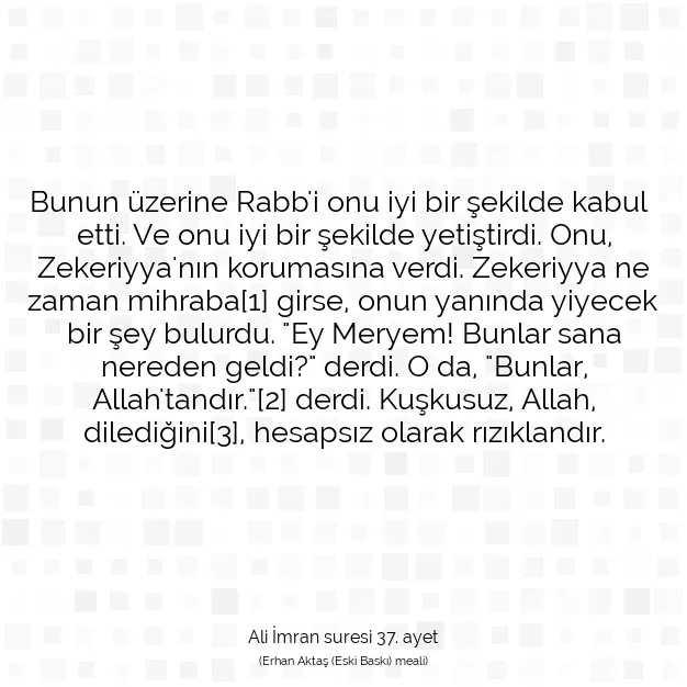 Ayetbul | Kuran Mealleri | Quran | Ali İmran suresi 37. ayet