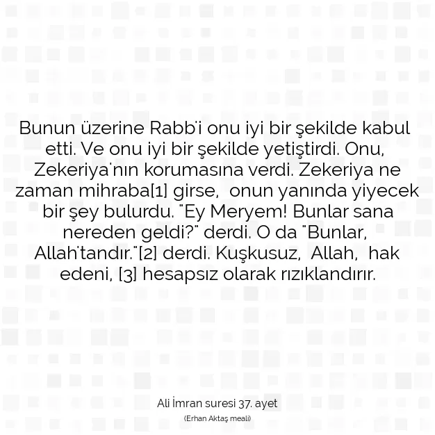 Ayetbul | Kuran Mealleri | Quran | Ali İmran suresi 37. ayet