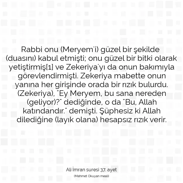 Ayetbul | Kuran Mealleri | Quran | Ali İmran suresi 37. ayet