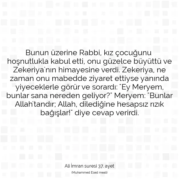 Ayetbul | Kuran Mealleri | Quran | Ali İmran suresi 37. ayet