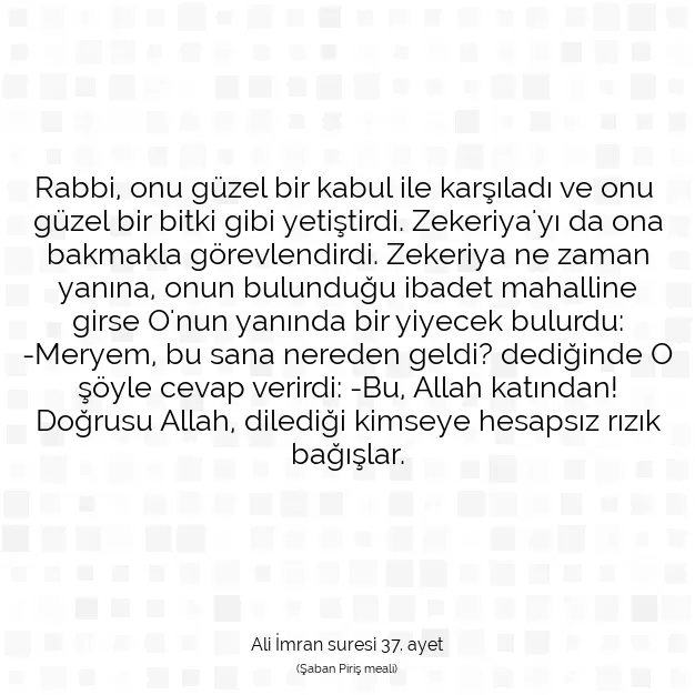 Ayetbul | Kuran Mealleri | Quran | Ali İmran suresi 37. ayet