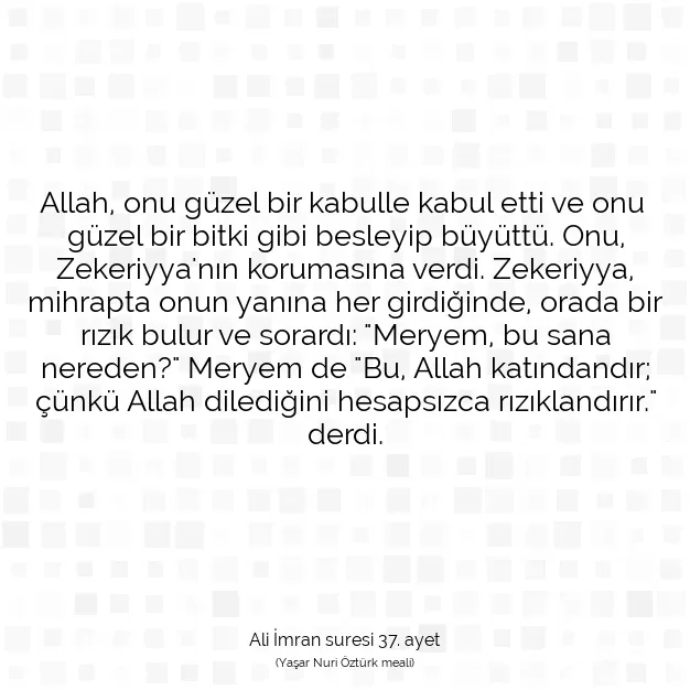 Ayetbul | Kuran Mealleri | Quran | Ali İmran suresi 37. ayet