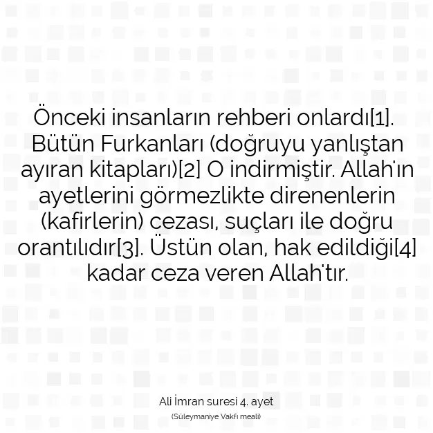 Ayetbul | Kuran Mealleri | Quran | Ali İmran suresi 4. ayet