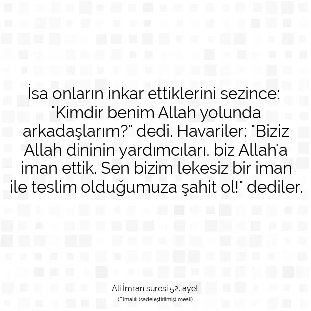 Ayetbul | Kuran Mealleri | Quran | Ali İmran suresi 52. ayet