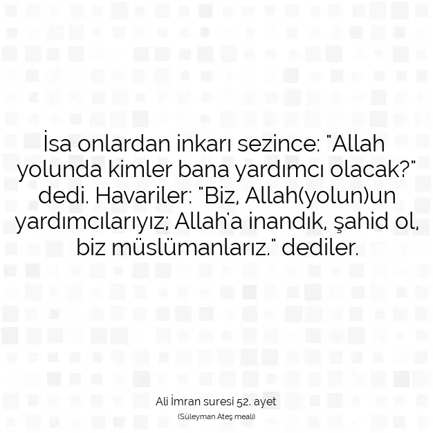 Ayetbul | Kuran Mealleri | Quran | Ali İmran suresi 52. ayet