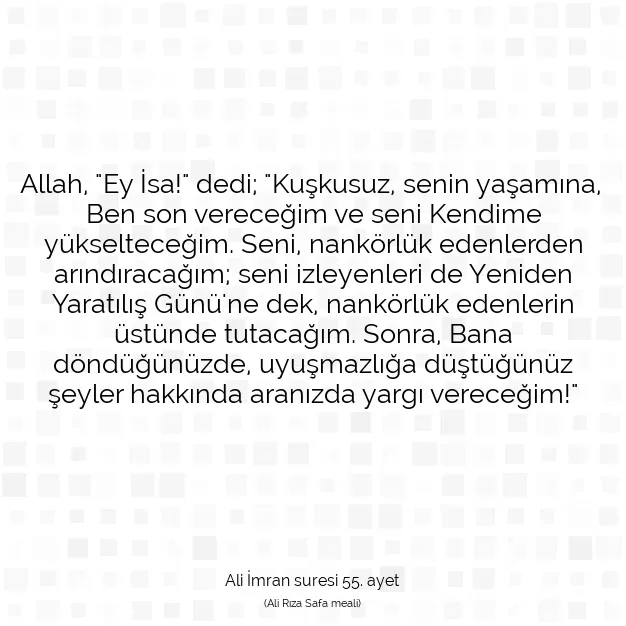 Ayetbul | Kuran Mealleri | Quran | Ali İmran suresi 55. ayet