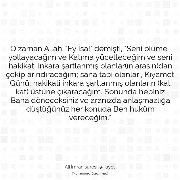 Ayetbul | Kuran Mealleri | Quran | Ali İmran suresi 55. ayet