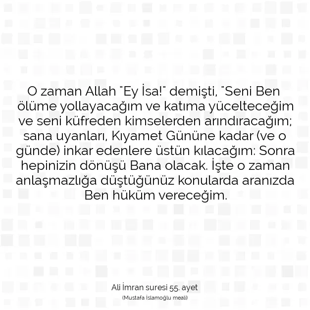 Ayetbul | Kuran Mealleri | Quran | Ali İmran suresi 55. ayet