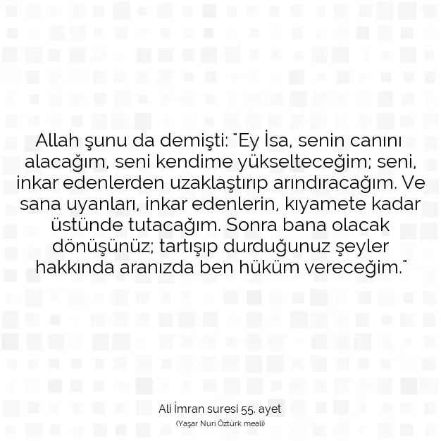 Ayetbul | Kuran Mealleri | Quran | Ali İmran suresi 55. ayet