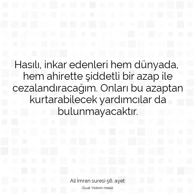 Ayetbul | Kuran Mealleri | Quran | Ali İmran suresi 56. ayet