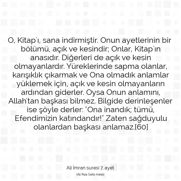 Ayetbul | Kuran Mealleri | Quran | Ali İmran suresi 7. ayet