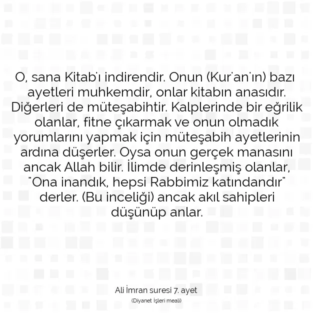 Ayetbul | Kuran Mealleri | Quran | Ali İmran suresi 7. ayet