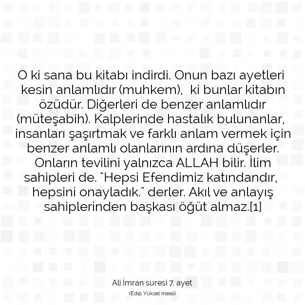 Ayetbul | Kuran Mealleri | Quran | Ali İmran suresi 7. ayet