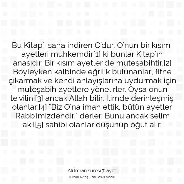 Ayetbul | Kuran Mealleri | Quran | Ali İmran suresi 7. ayet