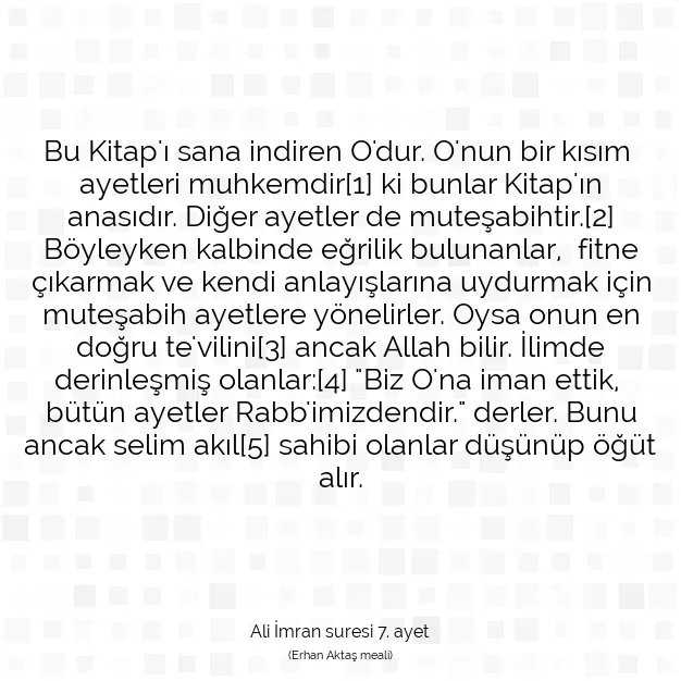 Ayetbul | Kuran Mealleri | Quran | Ali İmran suresi 7. ayet