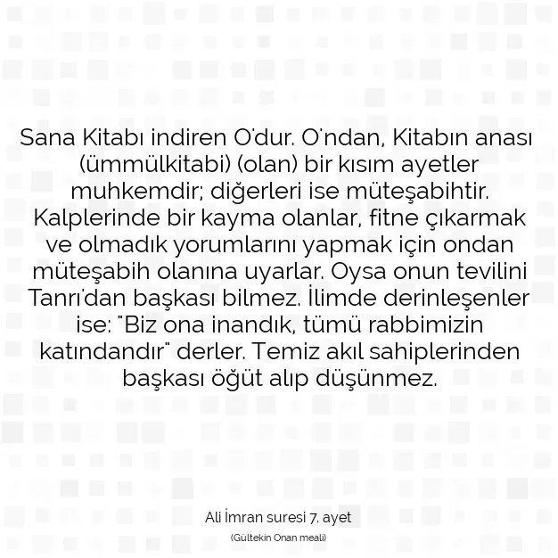 Ayetbul | Kuran Mealleri | Quran | Ali İmran suresi 7. ayet