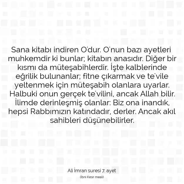 Ayetbul | Kuran Mealleri | Quran | Ali İmran suresi 7. ayet