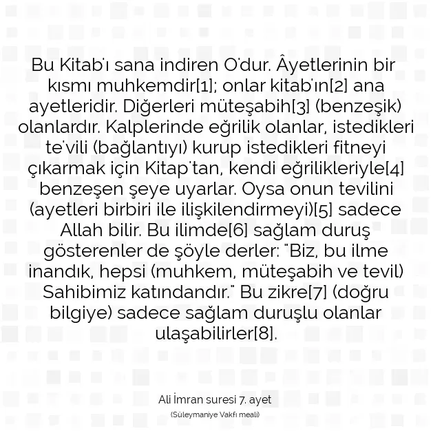 Ayetbul | Kuran Mealleri | Quran | Ali İmran suresi 7. ayet