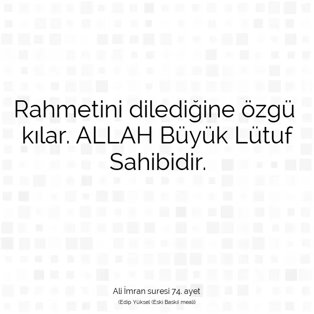 Ayetbul | Kuran Mealleri | Quran | Ali İmran suresi 74. ayet