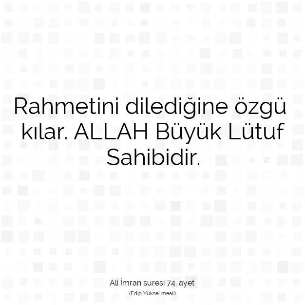 Ayetbul | Kuran Mealleri | Quran | Ali İmran suresi 74. ayet