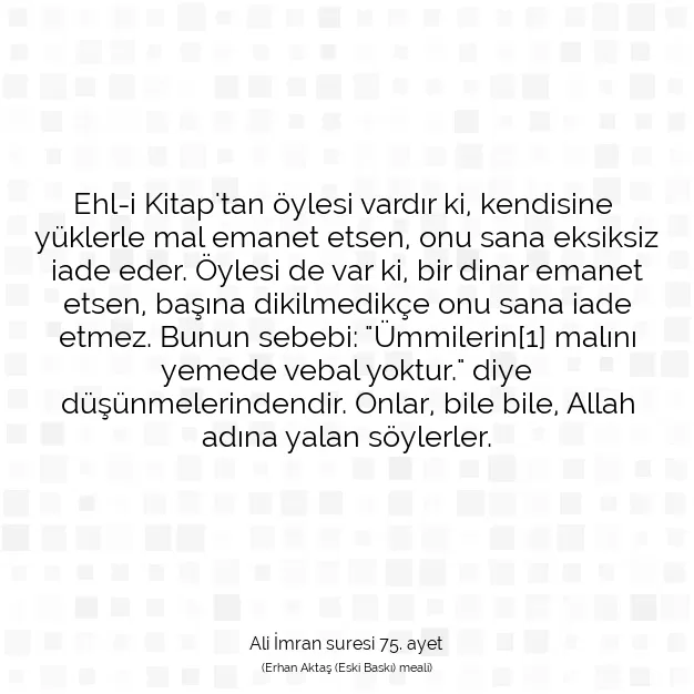 Ayetbul | Kuran Mealleri | Quran | Ali İmran suresi 75. ayet