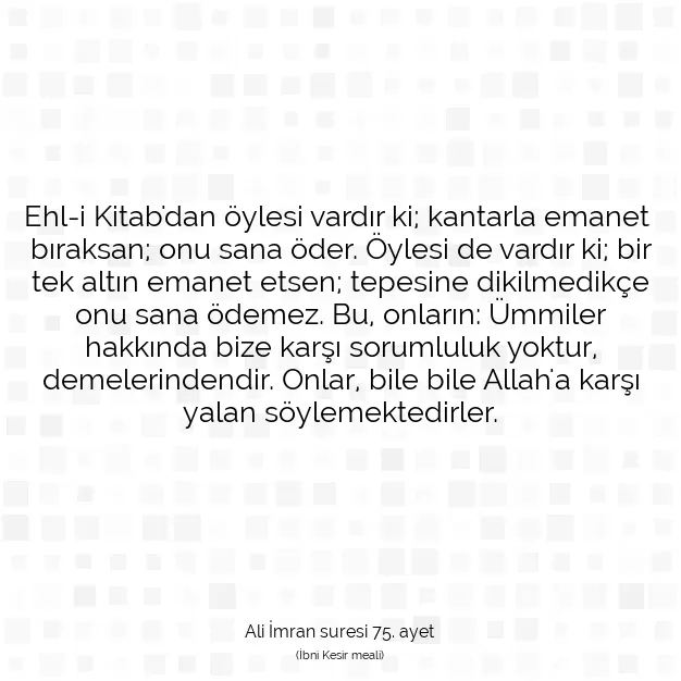 Ayetbul | Kuran Mealleri | Quran | Ali İmran suresi 75. ayet