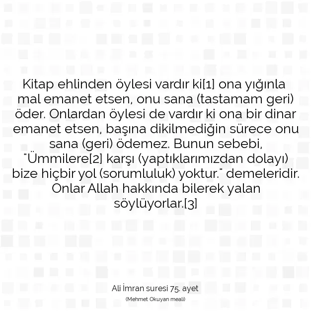 Ayetbul | Kuran Mealleri | Quran | Ali İmran suresi 75. ayet