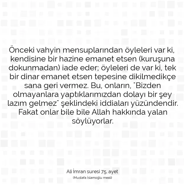 Ayetbul | Kuran Mealleri | Quran | Ali İmran suresi 75. ayet