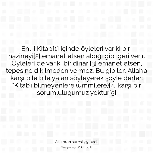 Ayetbul | Kuran Mealleri | Quran | Ali İmran suresi 75. ayet