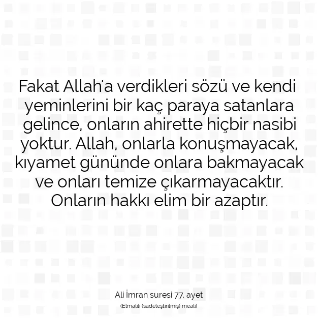 Ayetbul | Kuran Mealleri | Quran | Ali İmran suresi 77. ayet