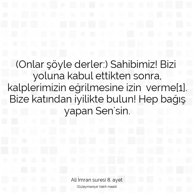 Ayetbul | Kuran Mealleri | Quran | Ali İmran suresi 8. ayet