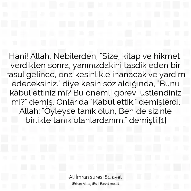 Ayetbul | Kuran Mealleri | Quran | Ali İmran suresi 81. ayet