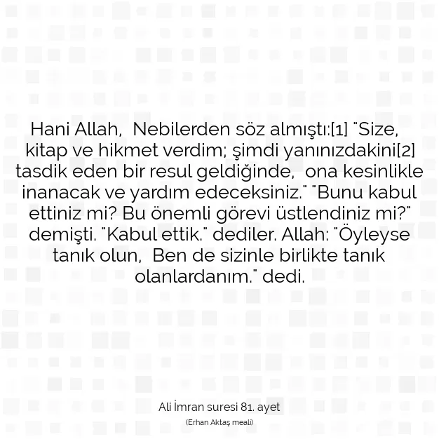 Ayetbul | Kuran Mealleri | Quran | Ali İmran suresi 81. ayet