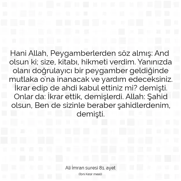 Ayetbul | Kuran Mealleri | Quran | Ali İmran suresi 81. ayet