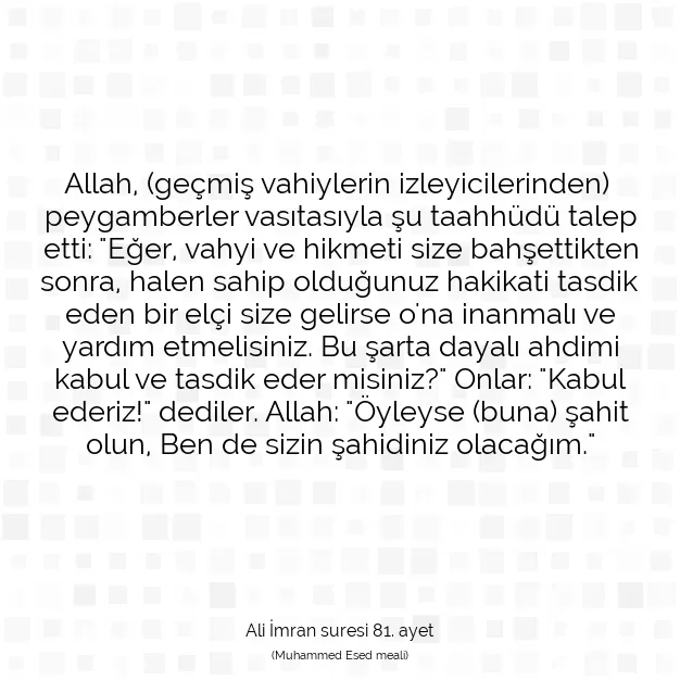 Ayetbul | Kuran Mealleri | Quran | Ali İmran suresi 81. ayet