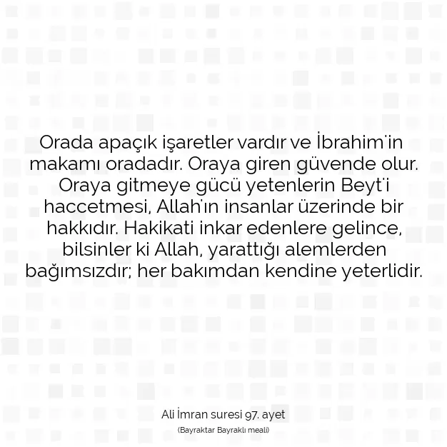 Ayetbul | Kuran Mealleri | Quran | Ali İmran suresi 97. ayet