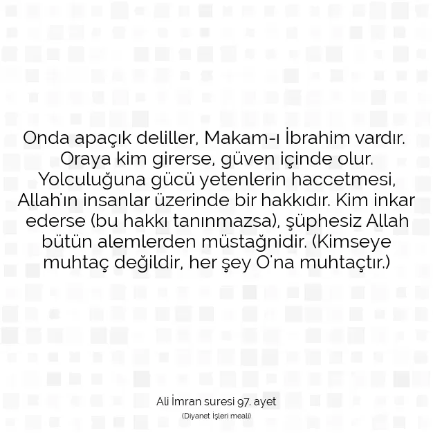 Ayetbul | Kuran Mealleri | Quran | Ali İmran suresi 97. ayet