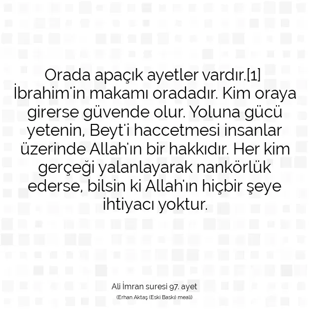 Ayetbul | Kuran Mealleri | Quran | Ali İmran suresi 97. ayet