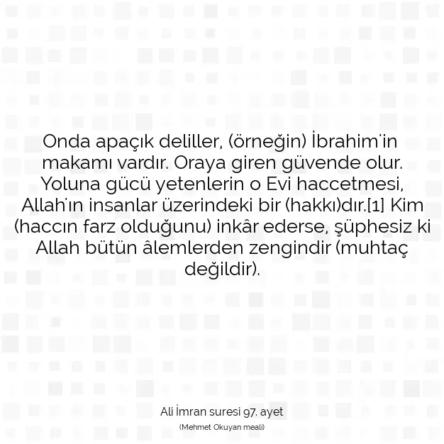 Ayetbul | Kuran Mealleri | Quran | Ali İmran suresi 97. ayet