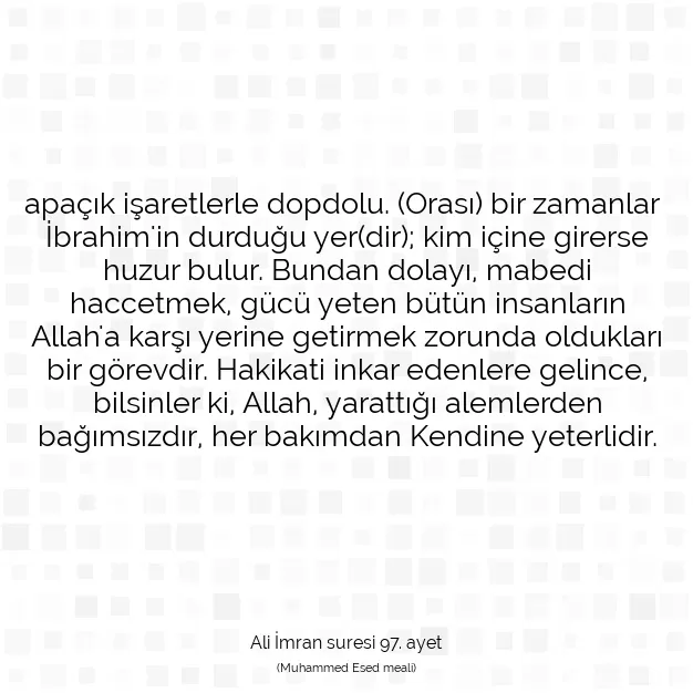 Ayetbul | Kuran Mealleri | Quran | Ali İmran suresi 97. ayet