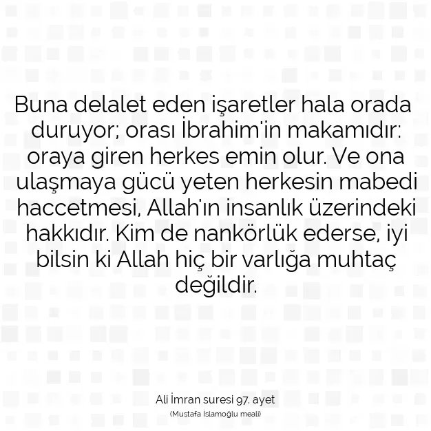 Ayetbul | Kuran Mealleri | Quran | Ali İmran suresi 97. ayet